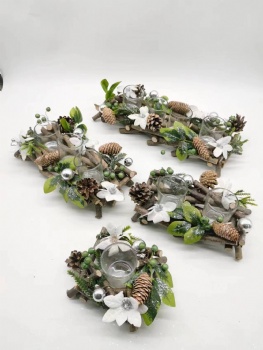 Christmas Wooden Stick Candle Holder Arrangement