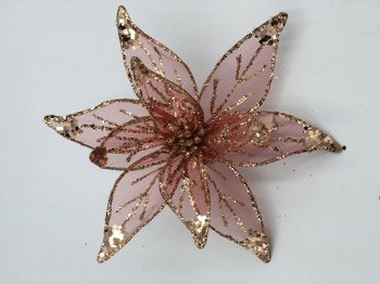 red sequin silk flower with clip (size: 20cm)