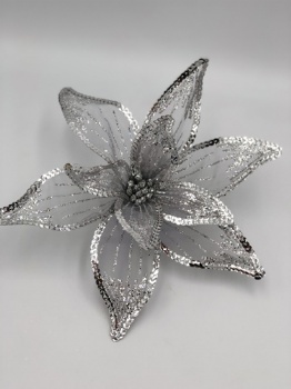 dark grey flower with clip (size: 25cm)