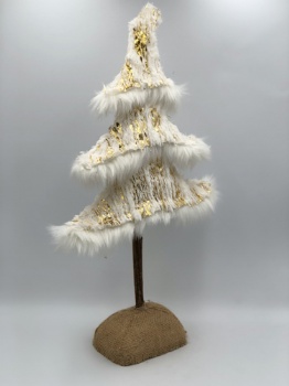 white artificial fur tree (gold vertical stripe size:h=50cm)