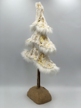 white artificial fur tree (gold vertical stripe size:h=50cm)