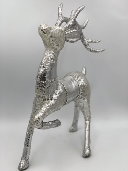 silver sequin+PU reindeer prance