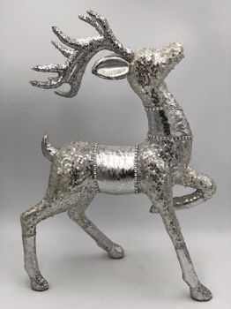 silver sequin+PU reindeer prance