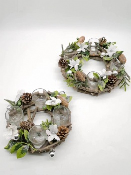 Christmas Wooden Stick Candle Holder Arrangement