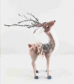 Pink Lint Standing Reindeer