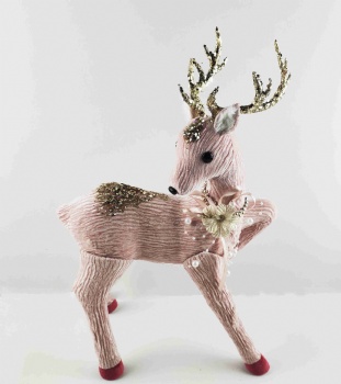 Pink Lint Standing Reindeer