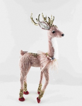 Pink Lint Standing Reindeer