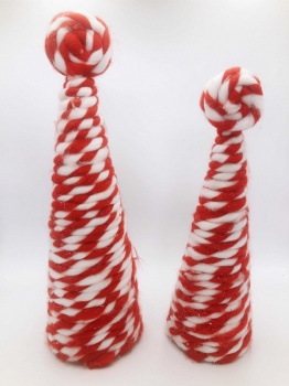 Red White Wool Ball, Cone, Wreath, Lolly, Tree
