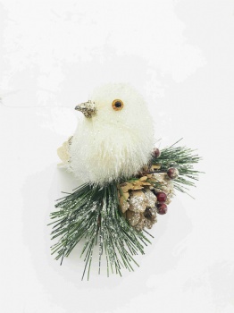 Christmas White Line Pinecone Birds