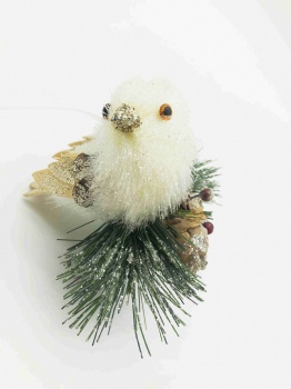 Christmas White Line Pinecone Birds