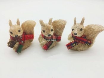 Grass & Sisal Squirrel with Red Scraf