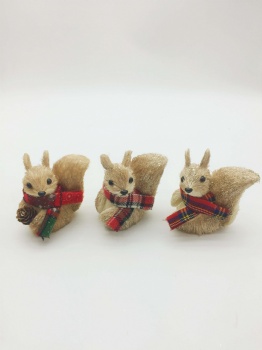 Grass & Sisal Squirrel with Red Scraf