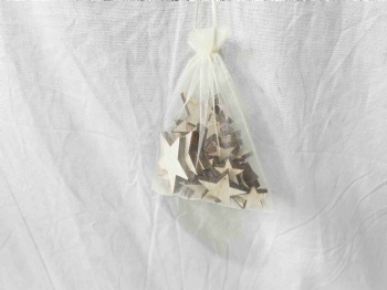 Wooden Heart, Star, Tree In Bag