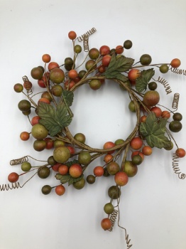1.8cm mixed berry + leaves wreath 20x20x4cm