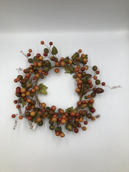 1.8cm mixed berry + leaves wreath 25x25x5cm