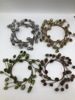 Mini pinecone small wreath d=12cm (4 colors)